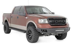 Ford F-150 Front Bumper - Rough Country - LED Bumper with LED Cubes and Light Bar - Flat Black - '04-'08